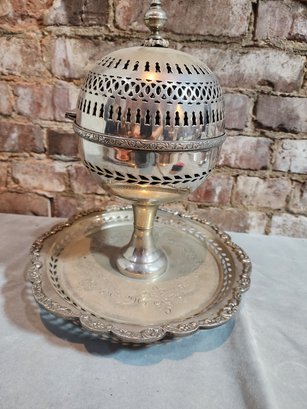 Incredible Moroccan Silver Plate Antique Incense Burner