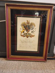 Beautiful Print Of Coat Of Arms Professionally Matted And Framed