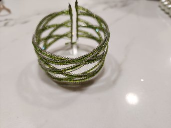 HAND MADE BEADED AND WIRE  CUFF BRACELET