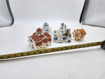 GREEK SM POTTERY VILLAGE SET 5 PIECES