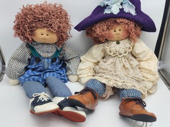 2 LARGE RAG DOLLS VINTAGE