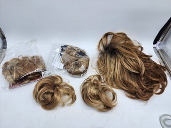 LOT OF BLOND WIGS AND HAIR PIECES  WILL SHIP