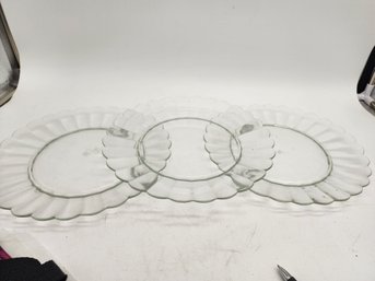 3 French Clear Dinner Plates