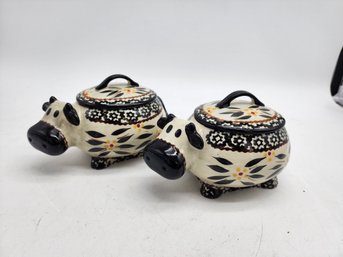 Temp-tations  Oven To Table Cow Dish Set Of 2. New Individual Size