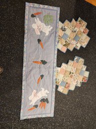 2 HAND MADE QUILTTED PLACEMATS AND RUNNER