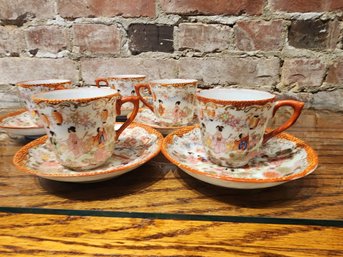 SUPER FINE THIN BONE CHINA TEACUP AND SAUCER SET OF 5