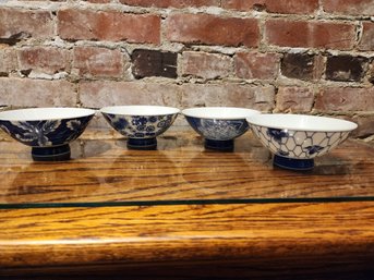 4 JAPANESE TRANSFER WARE NEW RICE BOWLS