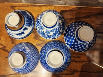 5 JAPANESE RICE BOWLS NEW