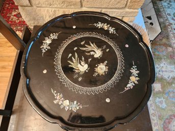 BEAUTIFUL MOTHER OF PEARL AND BLACK LACQUER TABLE/TRAY