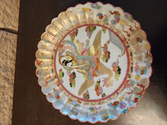 12 IN  HAND PAINTED JAPANESE PLATE.   WILL SHIP