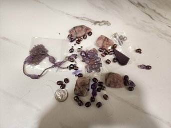 ASSORTED PURPLE GEM STONES FOR BEADING #16