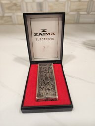 Vintage Zaima Electronic Silver Lighter From Japan