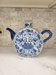 Large Blue And White Bombay Co. Teapot