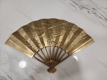 Mid Century Brass Fan Asian Theme