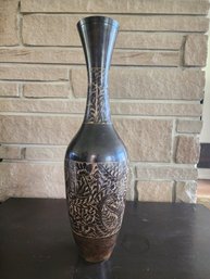 Brass Etched Large Vase