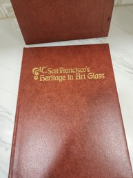 1970s San Francisco Heritage Art Glass Leather Bound Book  In Case.