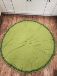 Awesome 1970's Avocado Colored Round Table Cloth With Fab Trim
