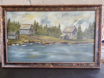 Signed Painting In Antique Frame By Laura K