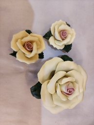 3 Porcelain Roses