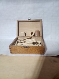 Chinese Antique Mahjong Set In Nice Wood Box.