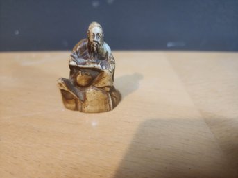 Small Carved Asian Man From Tooth Or Bone