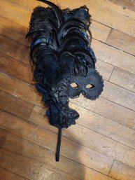 One Of A Kind Black Feather Hand Made Mask