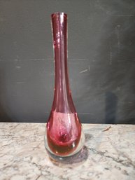Beautiful MCM Cranberry Blown Glass Vase
