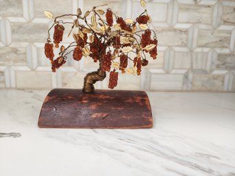 MCM Gold Leaf Foil Tree With Amber Glass