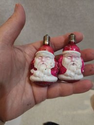 #7   2 ADORABLE SANTA VINTAGE LIGHT BULB ORNAMENTS