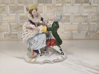 Antique Dresden Lace Figurine From Germany