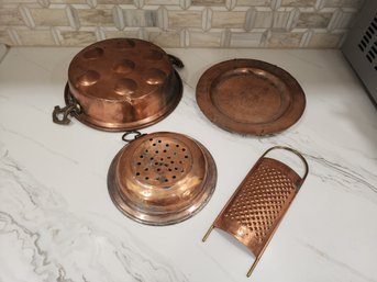 4 Antique Or Vintage Copper Pots Etc.