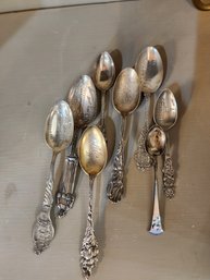 Set Of 7 Sterling Silver Collector Spoons