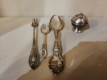 3 Sterling Silver Fork And Spoons And A Sterling Salt Shaker