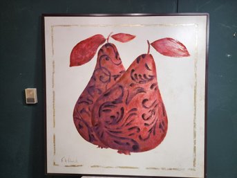 Signed Painting Huge By Fabrice De Villenvue Of Red Pears