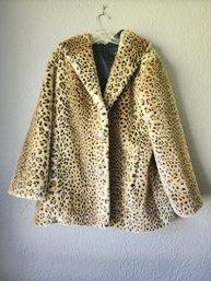 Hooded Leopard Jacket  Size Lg.