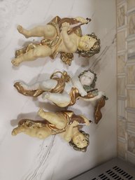 Lot Of 3 Cherubs, One Has Lost Its Wings.