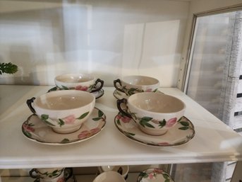 Set Of 4 Franciscan  Desert Rose  Teacups And Saucers