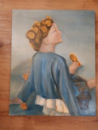 Original Signed Oil Painting Of Young Girl