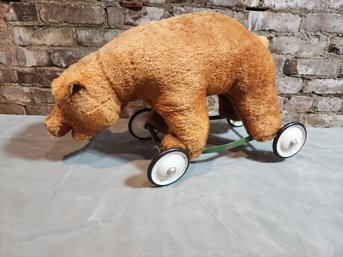 Antique 'steiff' Bear On Wheels