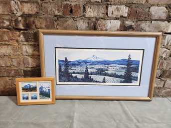 #12 Set If 2 Local Mountains Watercolor Prints Framed And Matted