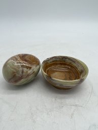 MARBLE EGG AND BOWL