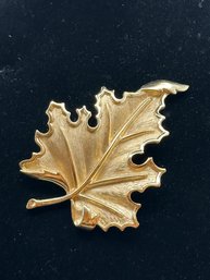 Crown  Trifari Gold Toned Leaf Brooch