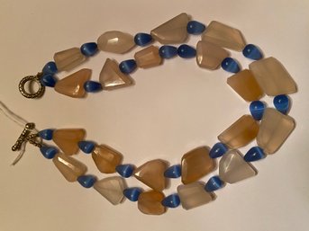 Sterling With Blue & Punk Quartz Necklace