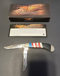 American Values Trapper Pocket Knife With Box & COA