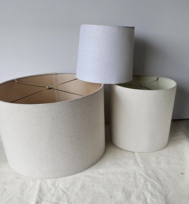 Set Of 3 Neutral Fabric Lamp Shades