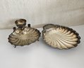 2 Vintage/art Deco Silver Plated Shell Bowls/seafood Server With Candle Holder