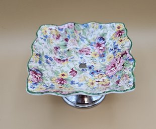 Lovely Floral Vintage Elevated Candy Dish