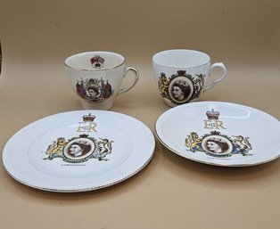 Set Of 2 Queen Elizabeth II 1953 Coronation Cups With Saucer