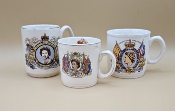 Set Of Three Coronation Mugs For Queen Elizabeth II
