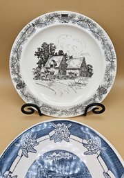 Set Of Two Unique Collector Plates. Snoqualmie Falls & Cotswold Cottage